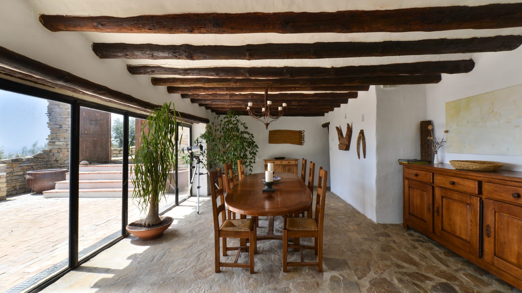 The dining room opens to the terrace