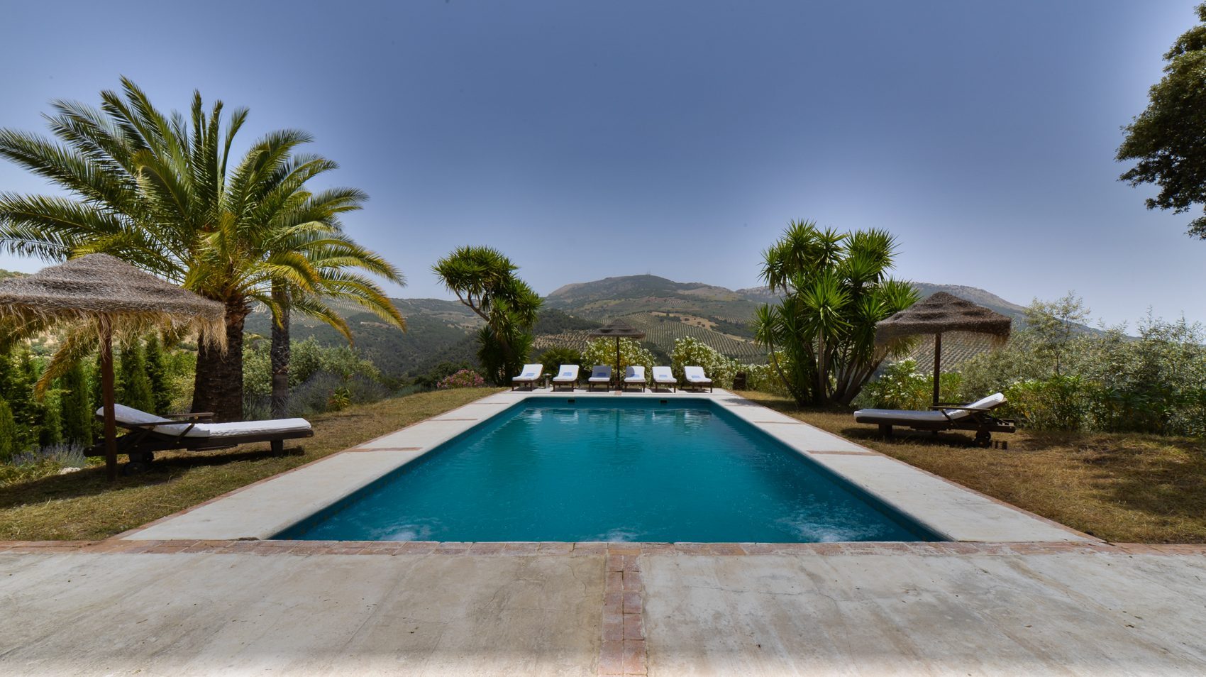 The pool, with views to the Sierra