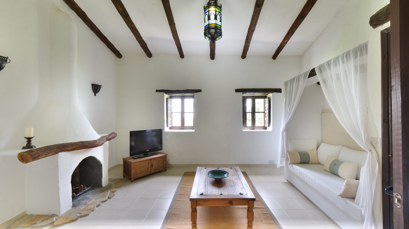 A whitewashed salon